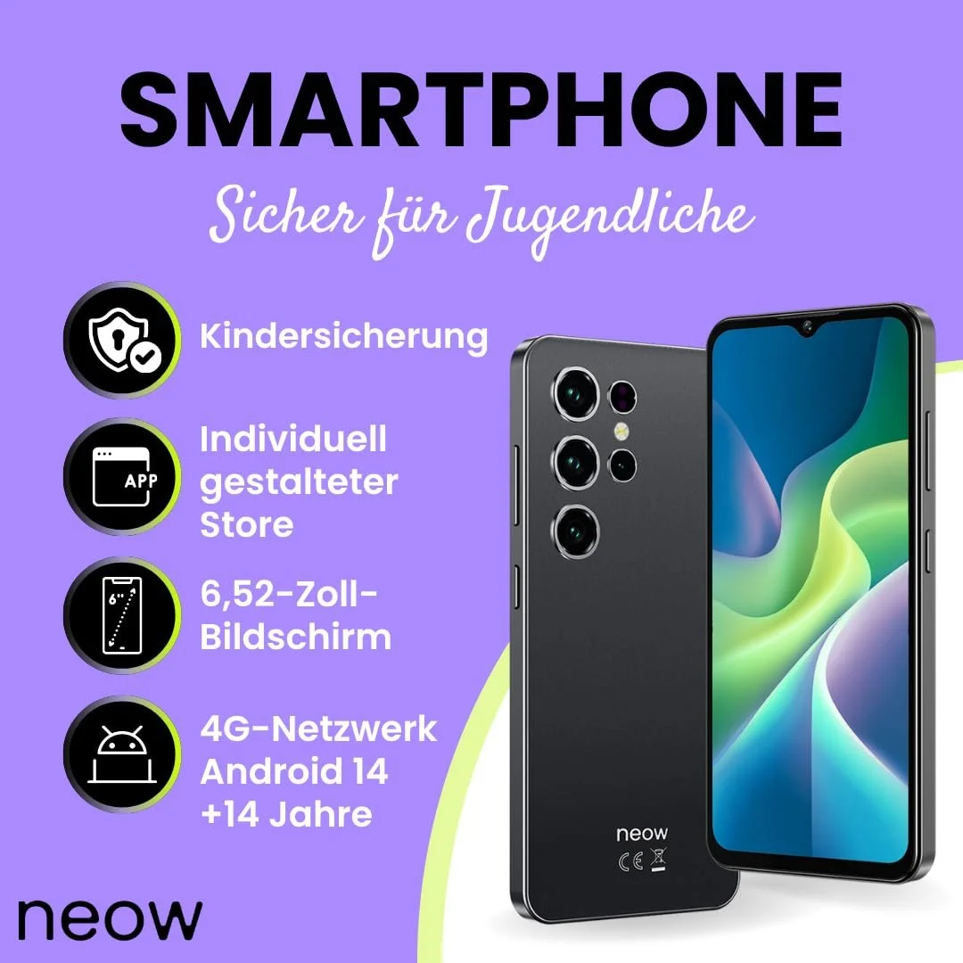 Смартфон Neow Safe + Android 15 4G 128GB 6.52" HD+ Black, фото №2 Смартфон Neow Safe + Android 15 4G 128GB 6.52" HD+ Black, фото №2
