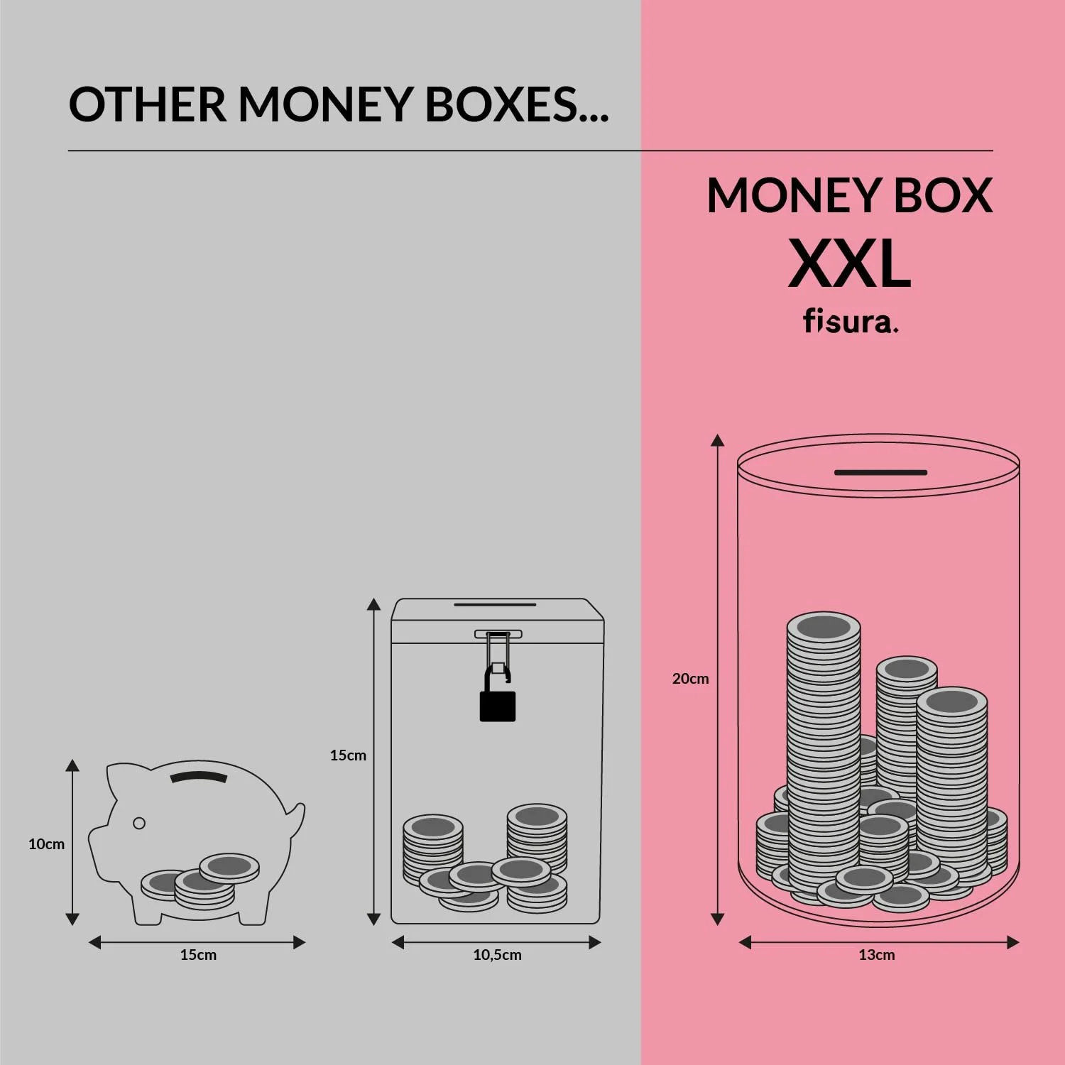 Скарбничка Fisura Original сталева XXL eyes градієнтна, фото №7