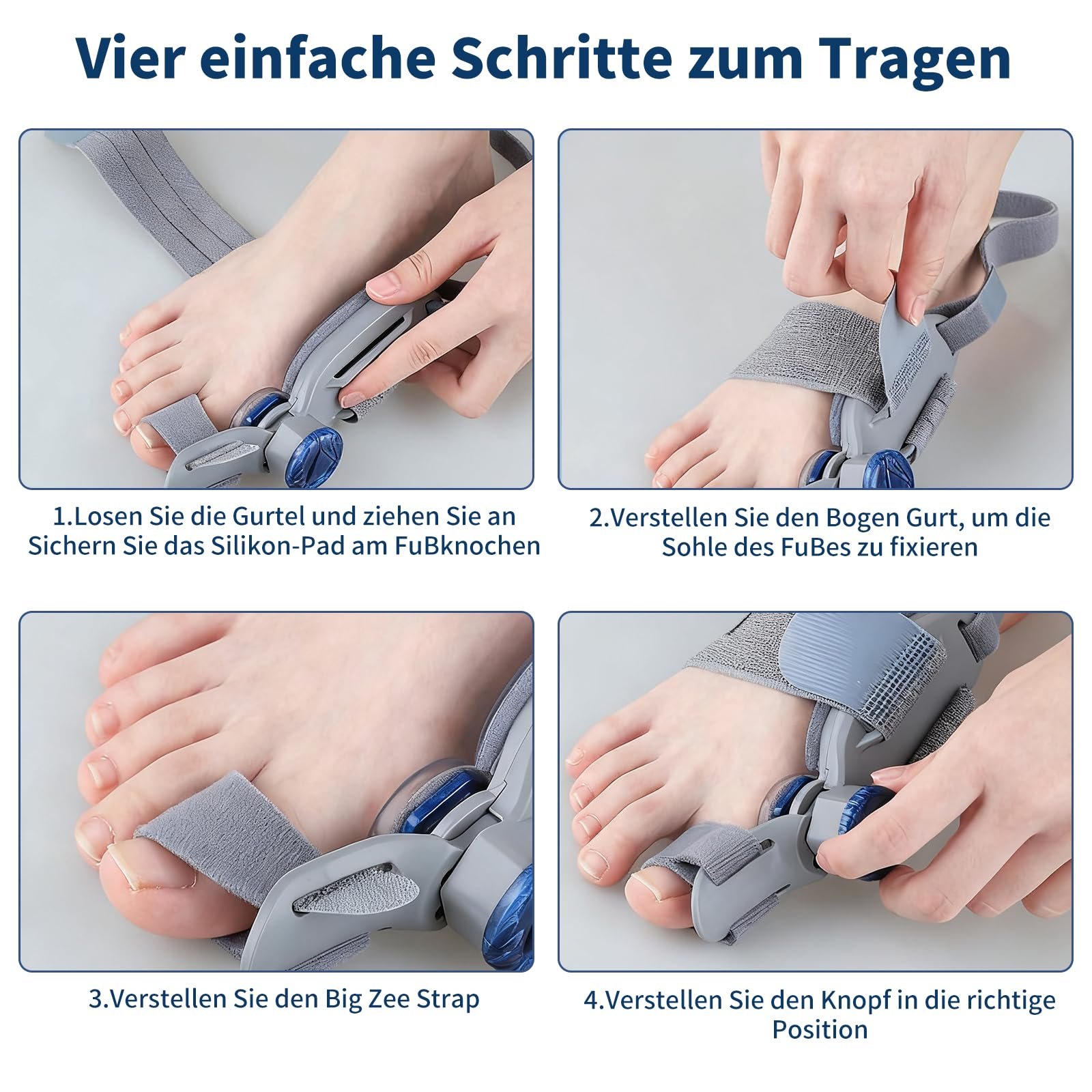 Шина Hallux Valgus Зручна корекція буньйону з регульованою на 180 градусів шиною та силіконовою подушечкою для дня/ночі (Унісекс, Сірий), фото №7