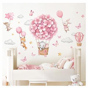 Наклейка на стену Little Deco DL5129 L Elephant in Hot Air Balloon - Фото 1