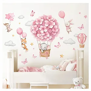 Наклейка на стіну Little Deco DL5129 L Elephant in Hot Air Balloon - Фото 1