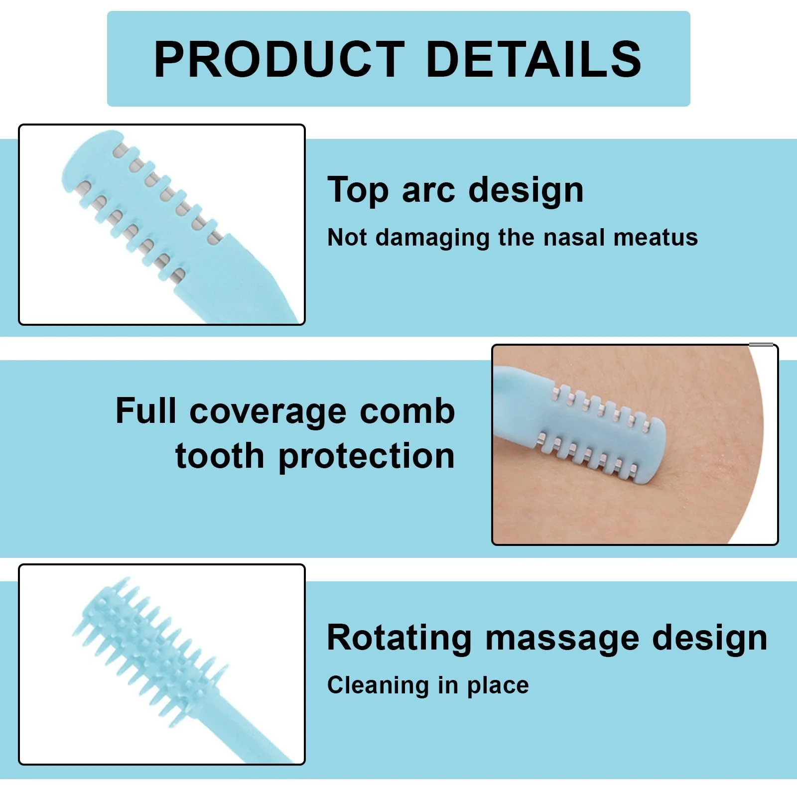 Тримери Landrain Pack of 3 Men's Nose Hair Trimmers, Nose Razor, Nose Hair Remover (синій), фото №4