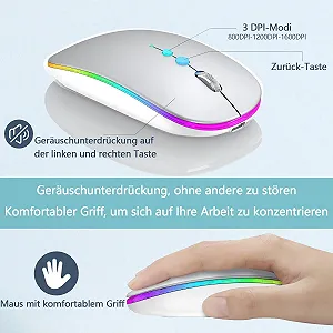 Миша Бездротова Світлодіодна з 2.4GHz USB/USB-C Подвійним Приймачем DPI та Кнопкою Назад synthetic.ua - Фото 1