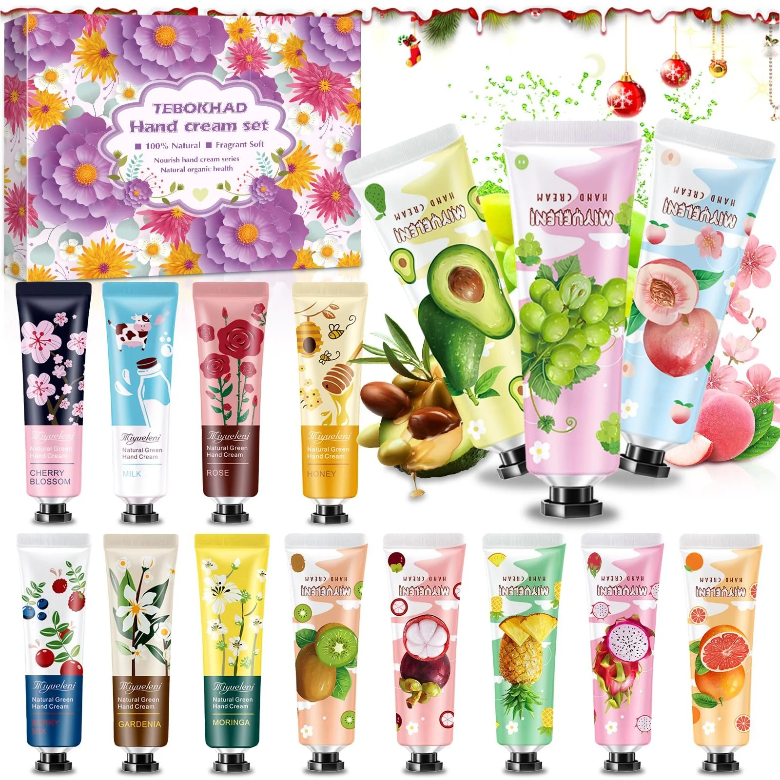 Крем для рук набір міні, 15 штук міні кремів для рук різдвяний, фото №1 Крем для рук набір міні, 15 штук міні кремів для рук різдвяний, фото №1