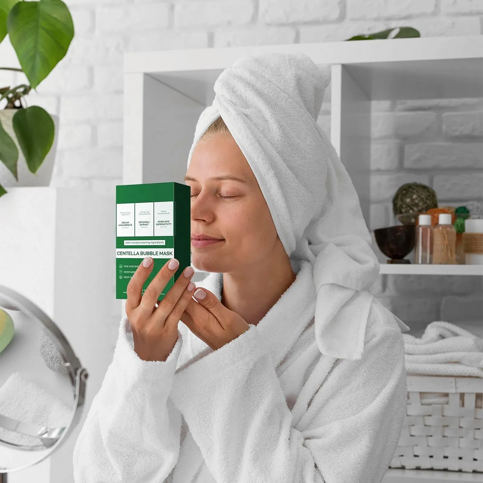 Пузырьковая маска для лица 12 x Натуральный увлажнитель, средство для очищения пор, укрепление и успокоение, глубокое осветление, освежающее очищение, для использования во время сна, фото №3