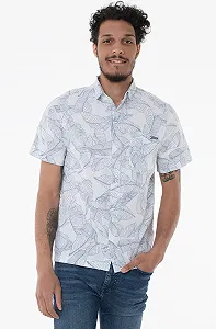 Мужская рубашка Guess - Ss Collins Stencil Shirt Белая с синим принтом - L - Фото 1
