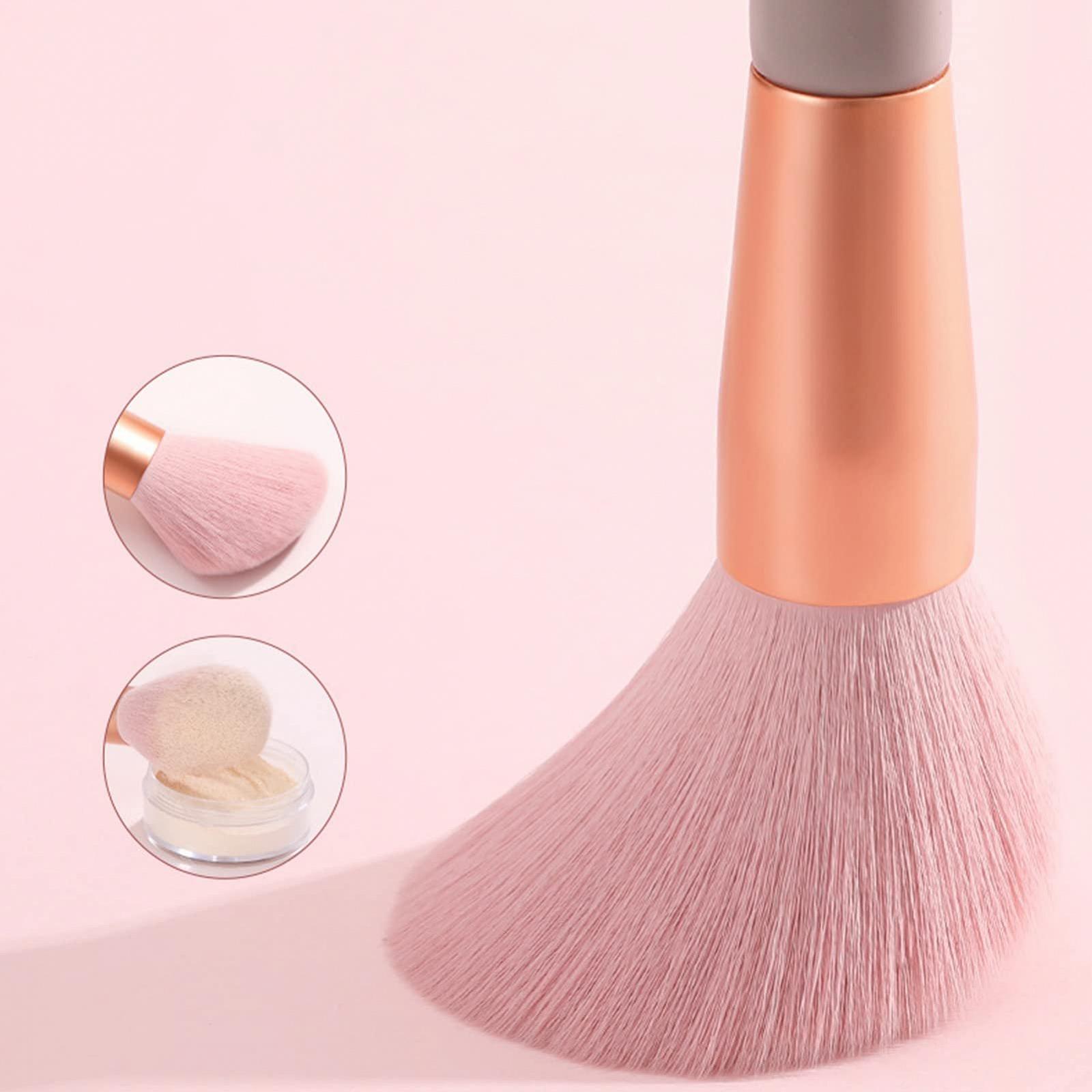 Набор кистей для макияжа Verdant Touch, 13 шт., розовая искусственная щетина, деревянная ручка с чехлом для пудры для лица, теней для век и румян, фото №4