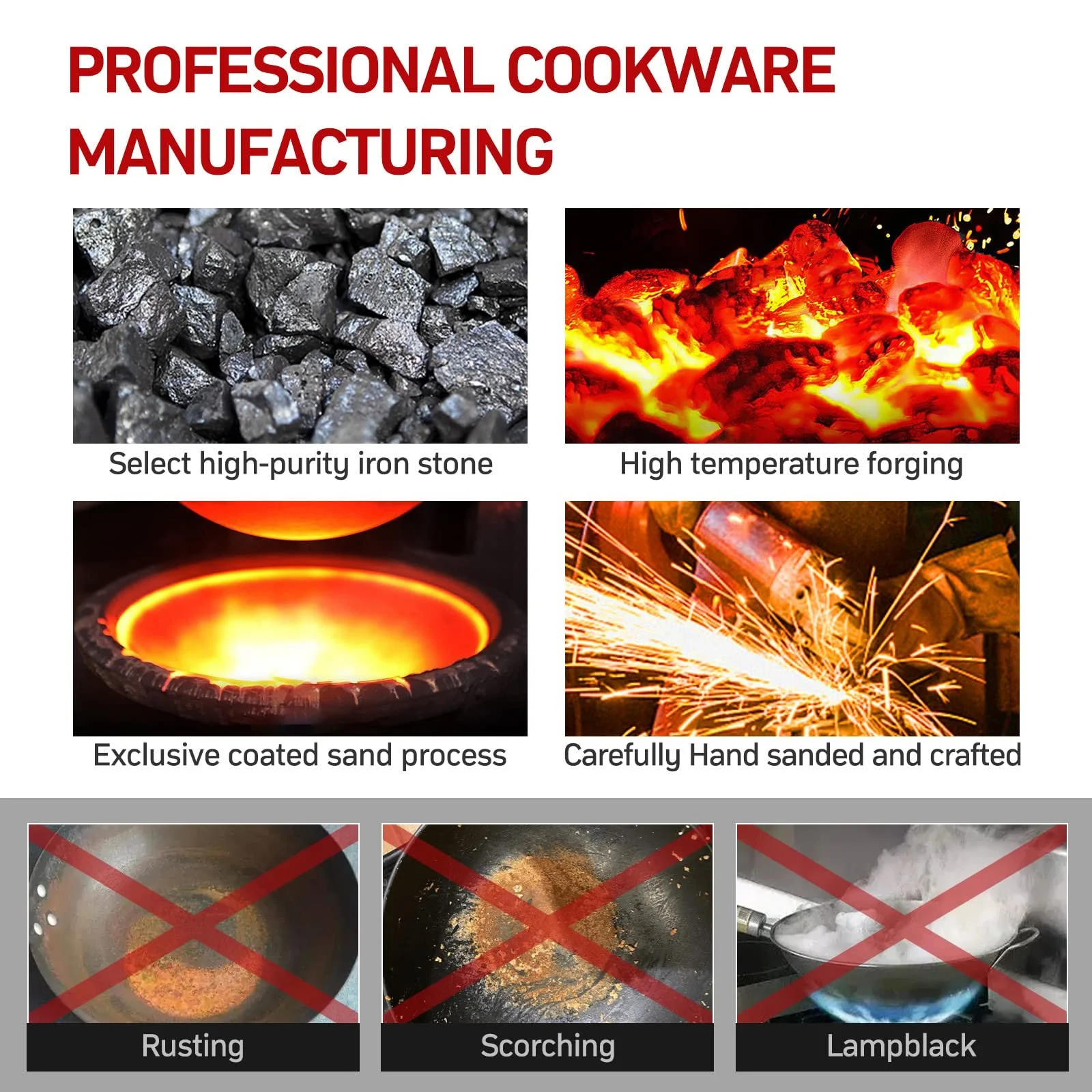 Сковорідка-Wok Jobin 33 см / 5.6 л з кришкою, вуглецева сталь, для азіатських страв, для 4-6 осіб, фото №3 Сковорідка-Wok Jobin 33 см / 5.6 л з кришкою, вуглецева сталь, для азіатських страв, для 4-6 осіб, фото №3