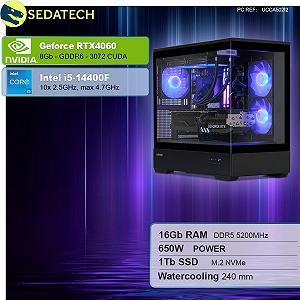 ПК Sedatech Advanced Gaming Water Cooling Full Vision Intel i5-14400F RTX4060 16 ГБ DDR5 1TB SSD M.2 Без ОС synthetic.ua - Фото 1