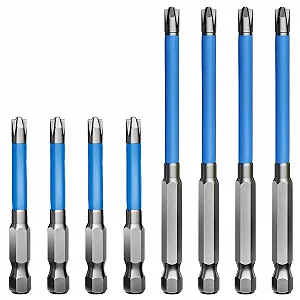 Набір викруток Alrens 8-Штук 65 мм і 110 мм Біти для електриків Електричний Хрестовий і Шліцьовий Викрутка Сильний Магнітний Нековзкий Спеціальний Інструмент для Розбирання, Зроблений зі Сплаву Сталі - Фото 1