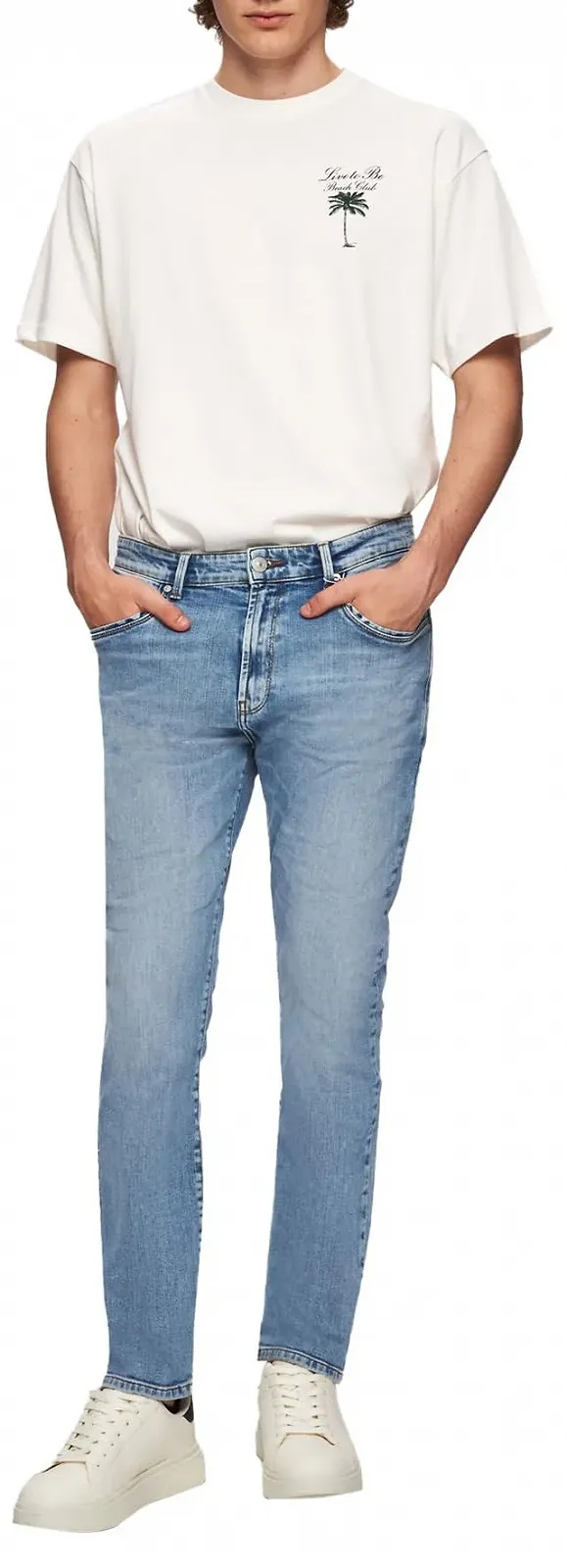Джинси LTB Hollywood 300 Прямий силует Середня посадка Basic-5 кишень Світло-синій з бавовняної суміші W31L32, фото №4