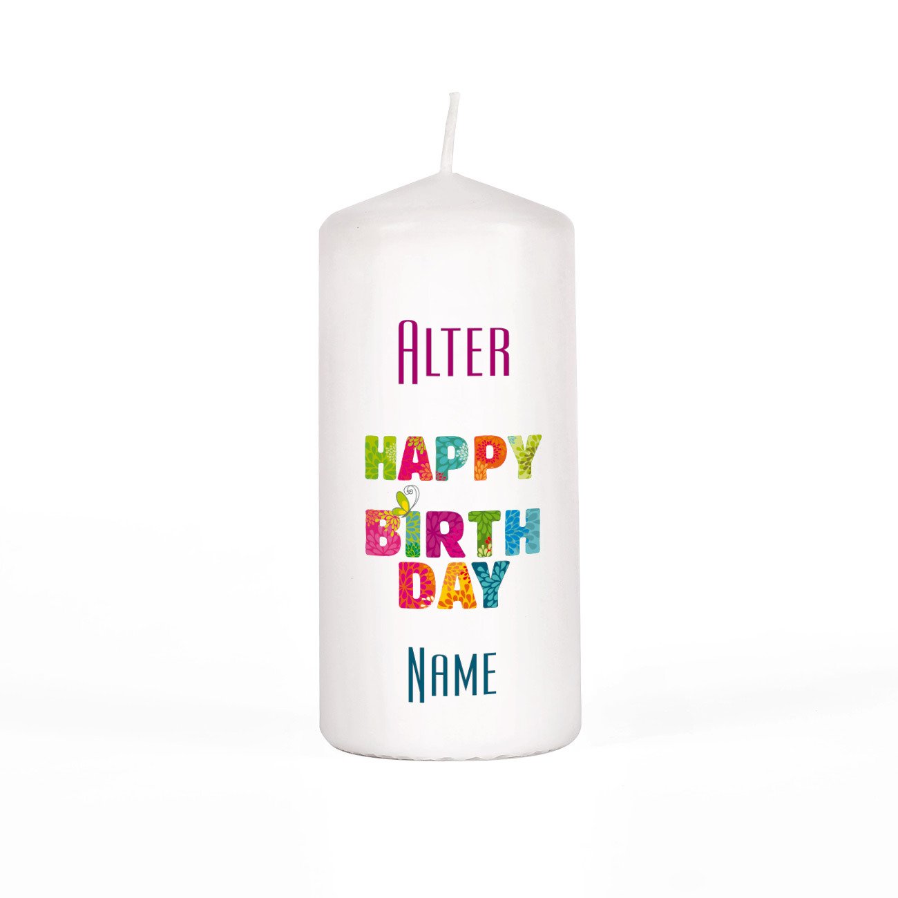 Свеча Herz & Heim® Birthday Pillar с выбором имени и возраста 150/67 мм Время горения 45 часов белый, фото №1 Свеча Herz & Heim® Birthday Pillar с выбором имени и возраста 150/67 мм Время горения 45 часов белый, фото №1