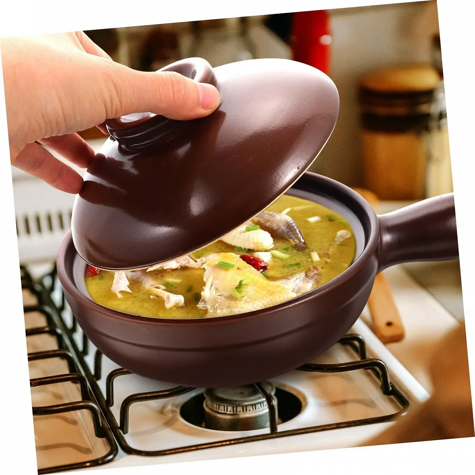 Керамічний кам'яний горщик Zerodeko з ручкою Мультифункціональний, фото №9