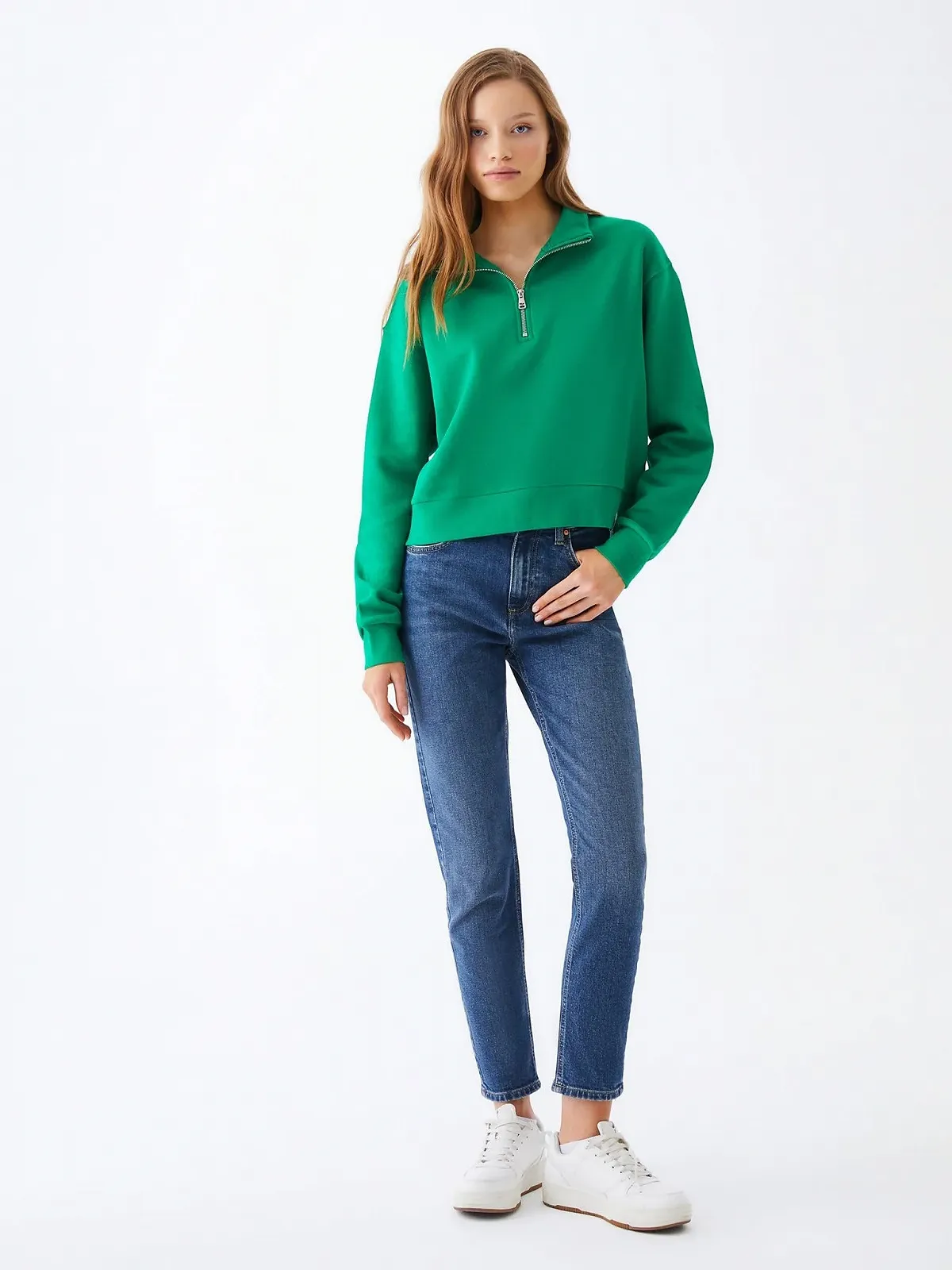 Свитшот LTB Jeans Nopele Slim Хлопок на молнии Зеленый Размер L, фото №2