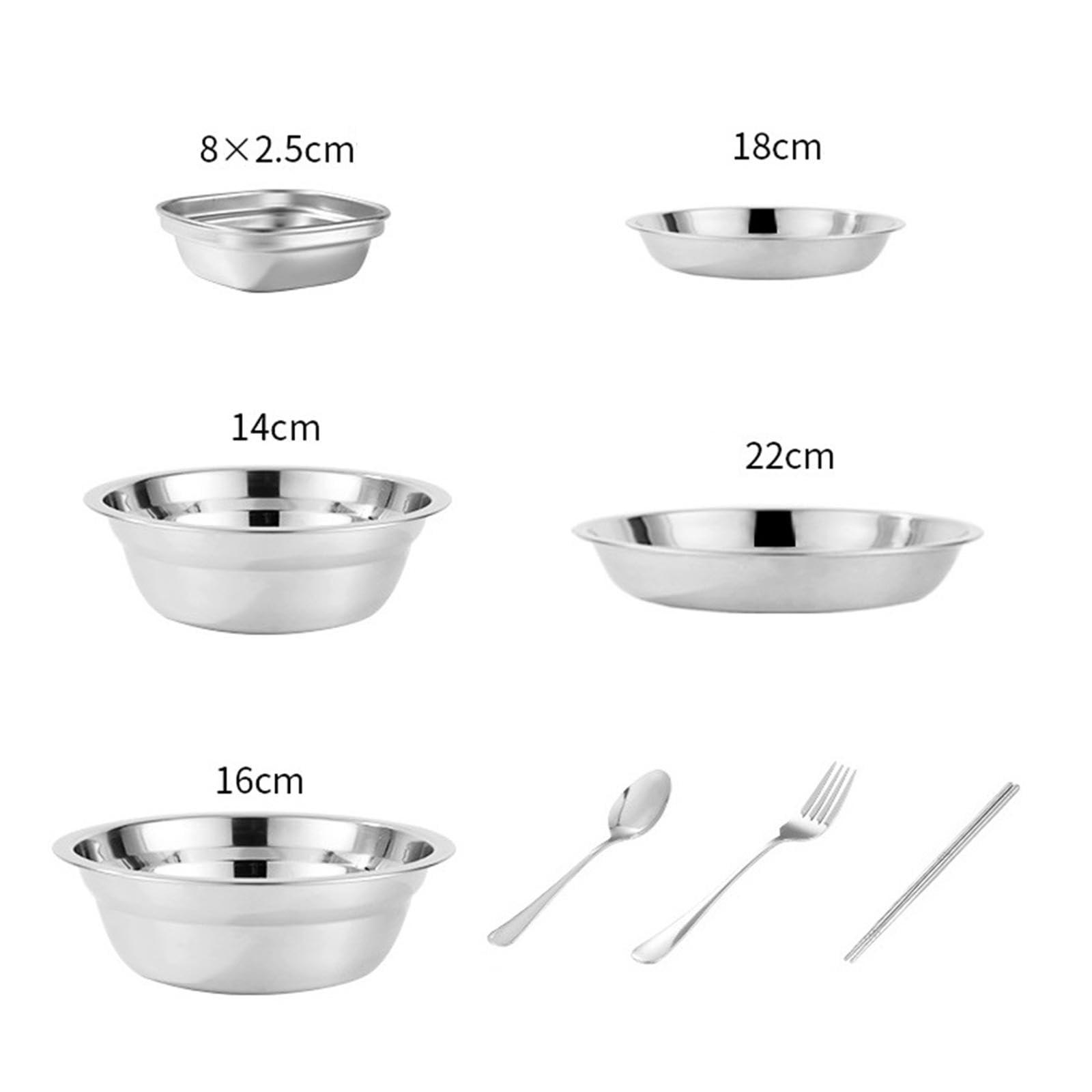 Набор тарелок и мисок из нержавеющей стали портативный для кемпинга, фото №5