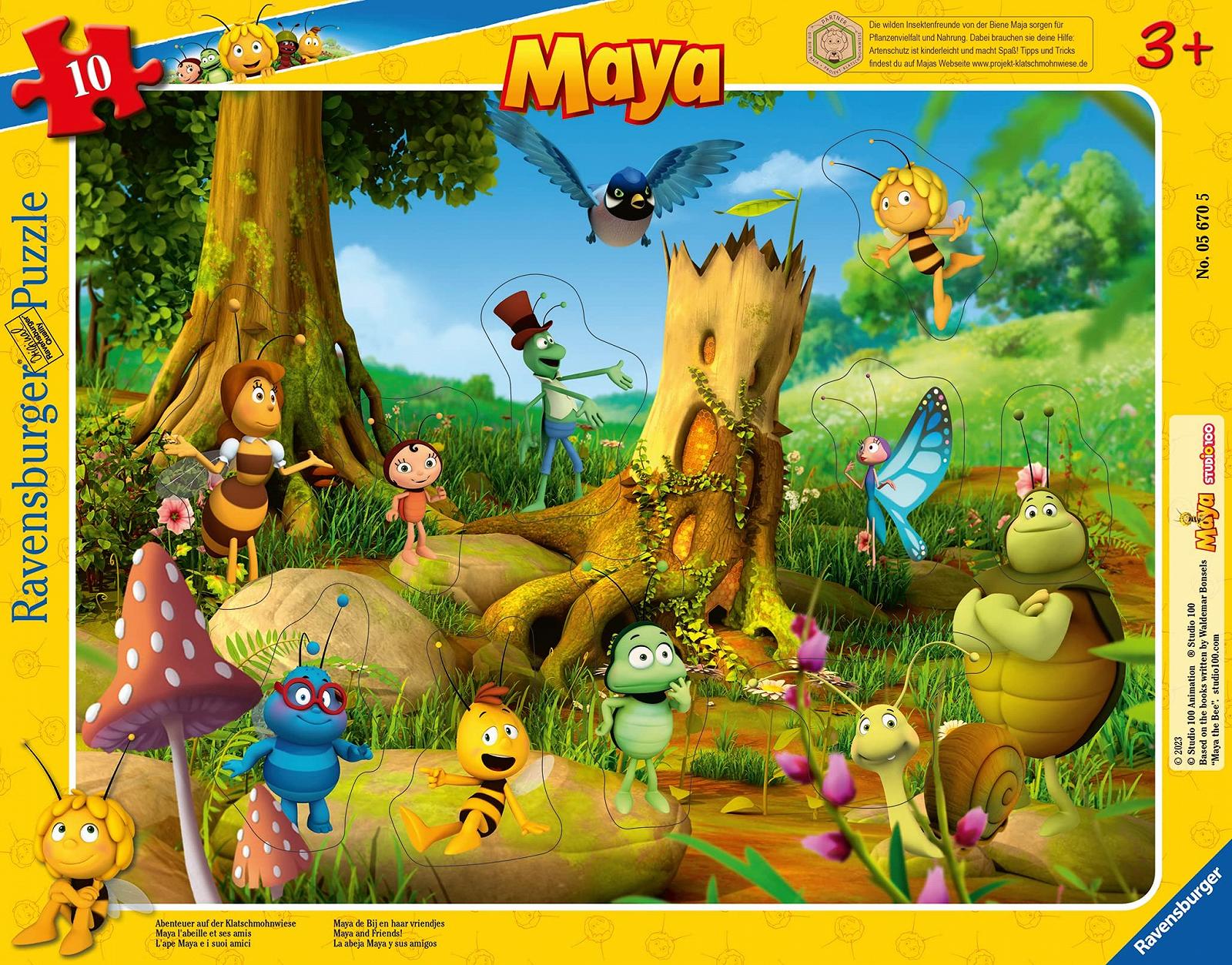 Пазл-рамка Ravensburger 05670 Maya the Bee Adventure on the Poppy Meadow 10 деталей, фото №1 Пазл-рамка Ravensburger 05670 Maya the Bee Adventure on the Poppy Meadow 10 деталей, фото №1