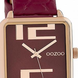 Часы Квадратные Oozoo C10368 Женские Ремешок Кожаный 28 x 28 мм Красный/Красный, Золотой красный, Ремешок synthetic.ua - Фото 1