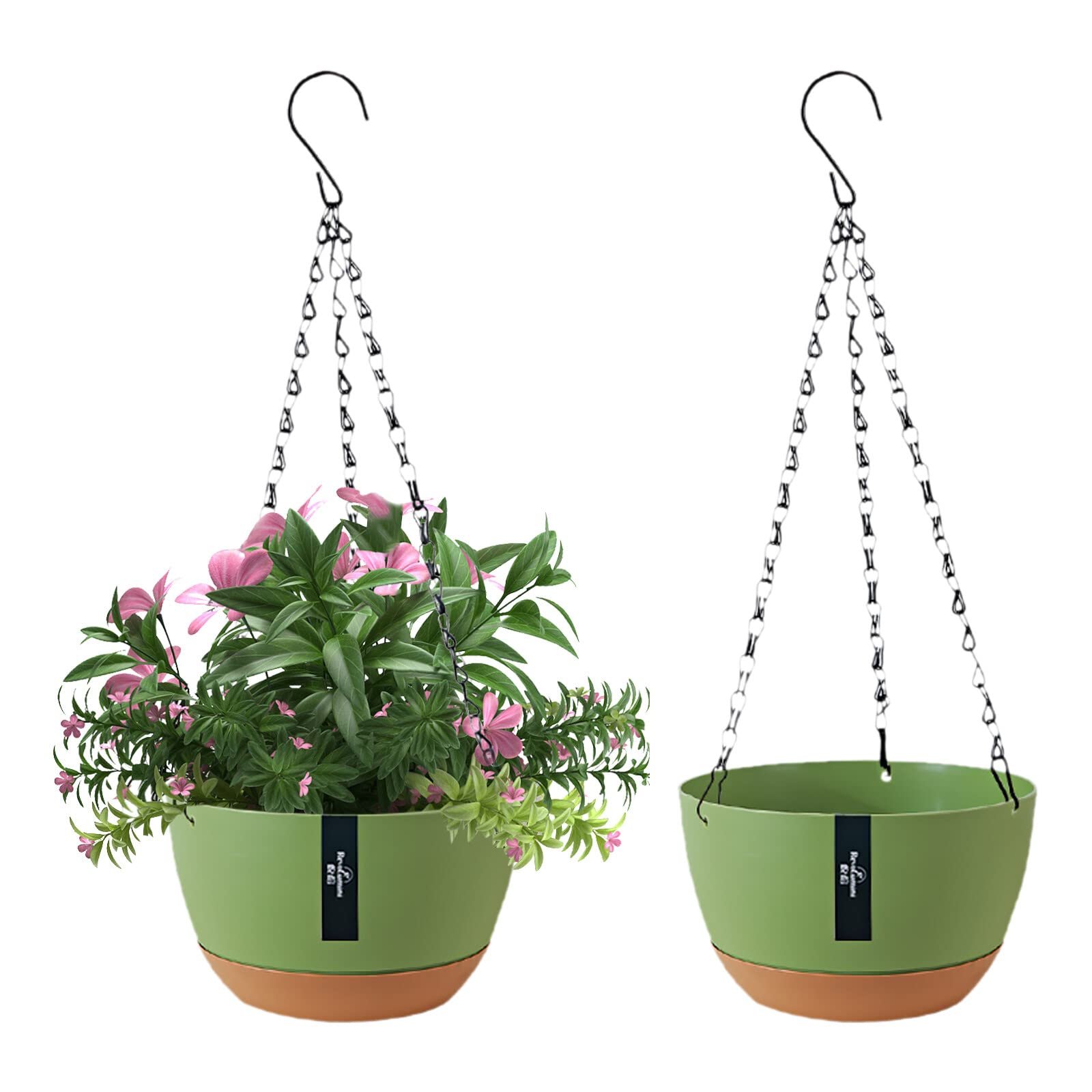 Підвісні горщики 2 шт. 21 см з дренажем та піддоном, фото №1