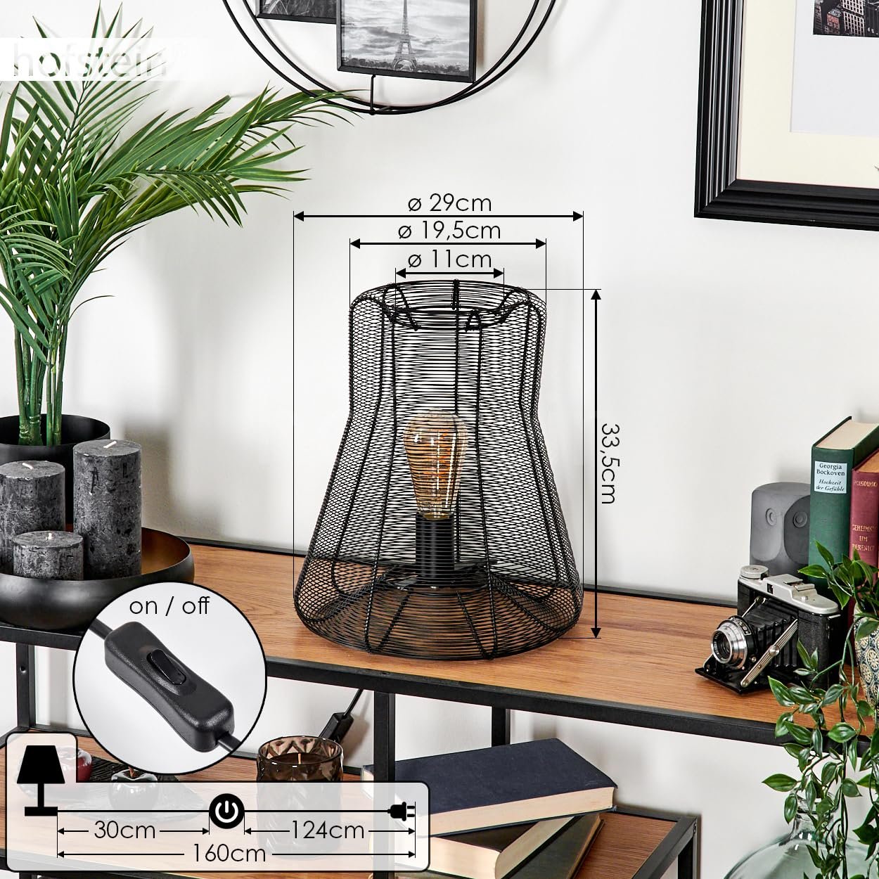 Настільна лампа Oravi E27 33.5 см Black, фото №5