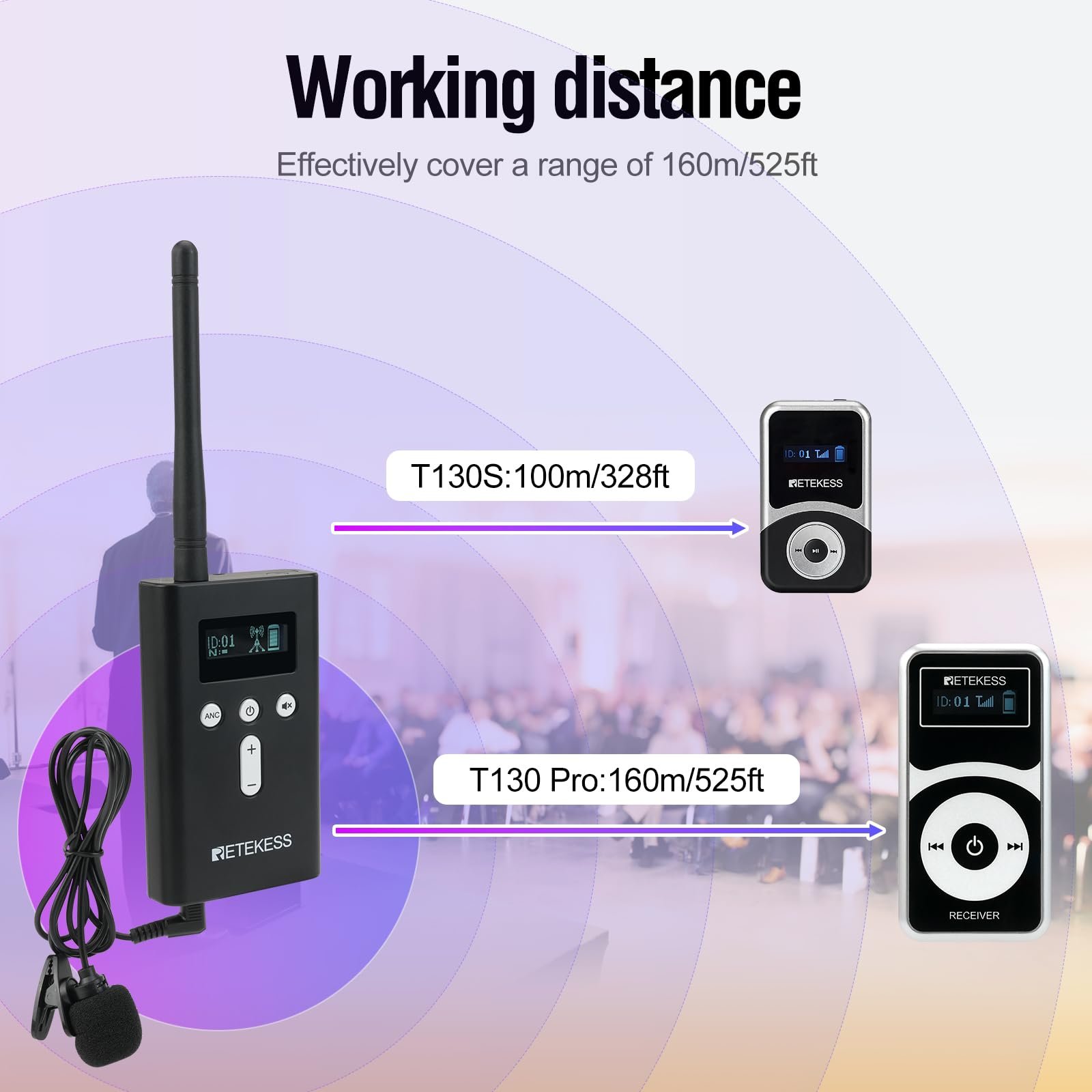 Система для экскурсоводов Retekess T130P (T130 3rd), улучшенное шумоподавление, беспроводная микрофонная, фото №3 Система для экскурсоводов Retekess T130P (T130 3rd), улучшенное шумоподавление, беспроводная микрофонная, фото №3