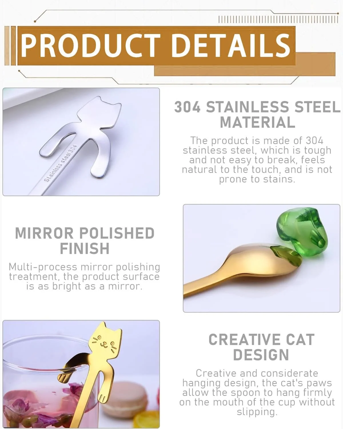 Набір кавових ложок 'Кіт', 3 шт, фото №3