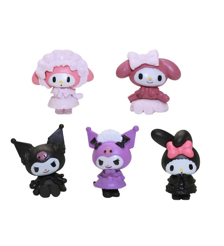 Набір міні-фігурок Sanrio 5 шт — Куромі (Kuromi) та Моя Мелоді (My Melody) 3-4 см, фото №2