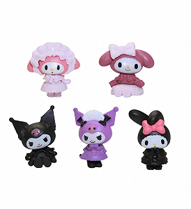 Набір міні-фігурок Sanrio 5 шт — Куромі (Kuromi) та Моя Мелоді (My Melody) 3-4 см synthetic.ua - Фото 1