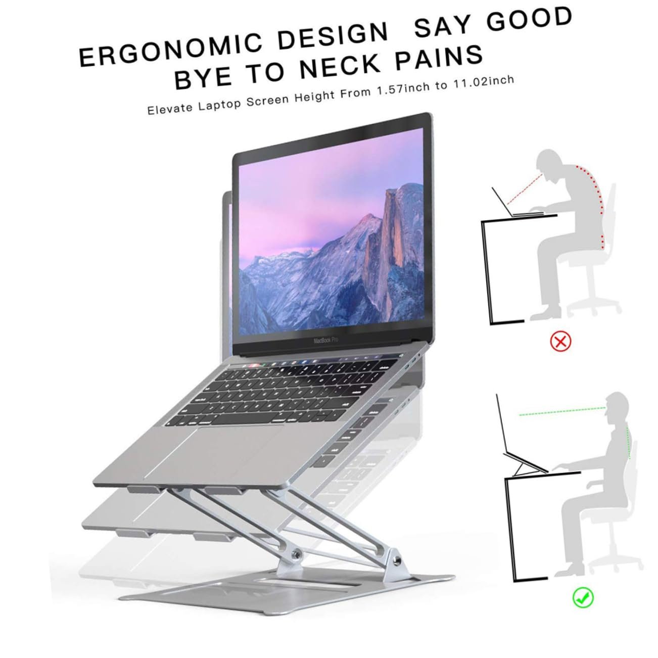 Підставка для ноутбука Vaguelly Faltbarer, алюмінієва, складана, портативна, з регульованою висотою, фото №9