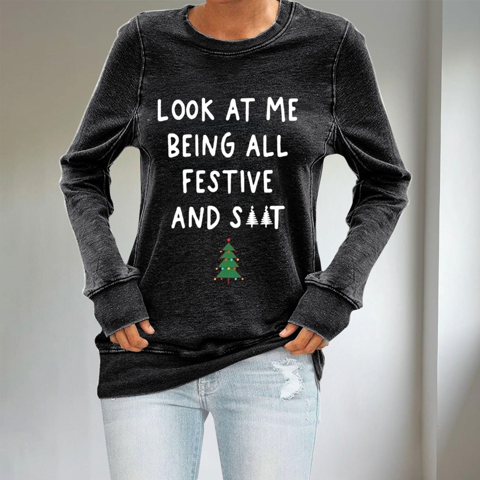 Женский свитшот Generisch Oversized Спортивные топы Женский повседневный однотонный пуловер Осенний классический худи Женская футболка с V-образным вырезом Хеллоуин худи, фото №4