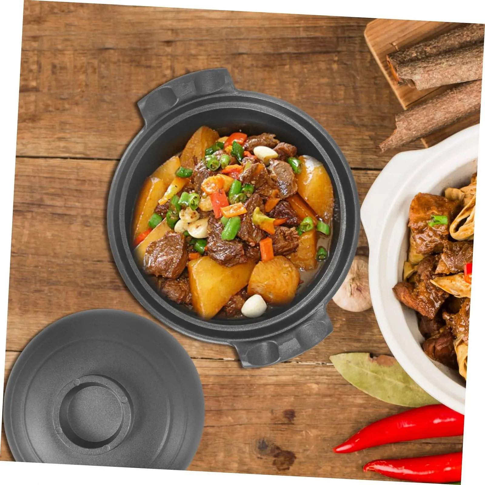 Кастрюля LIFKOME керамическая с крышкой и двумя ручками термостойкая, фото №8