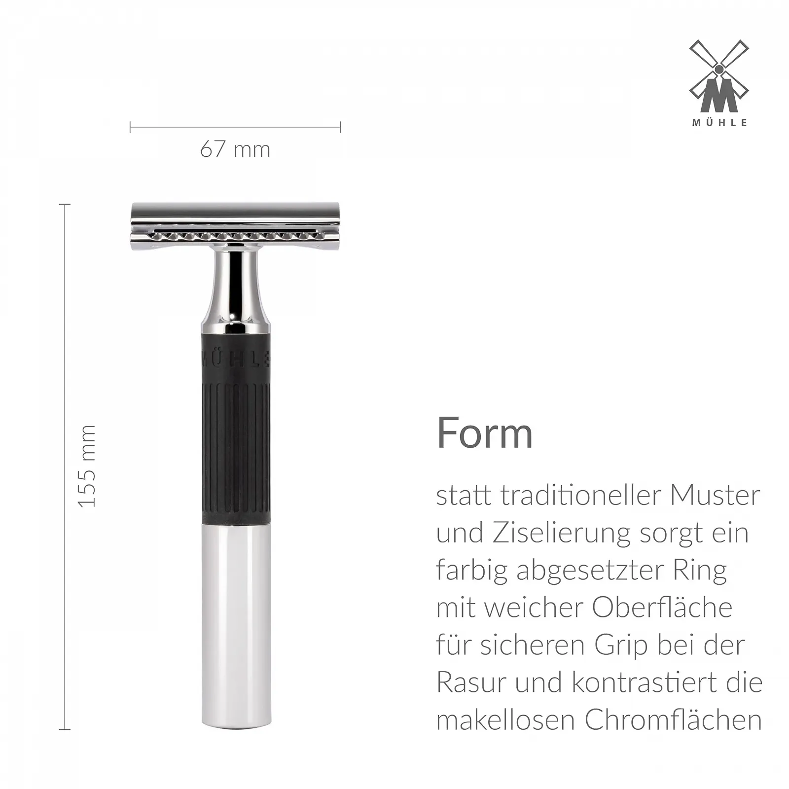 Безопасная бритва MÜHLE Neo Metal Rubber Grip Black, фото №6 Безопасная бритва MÜHLE Neo Metal Rubber Grip Black, фото №6