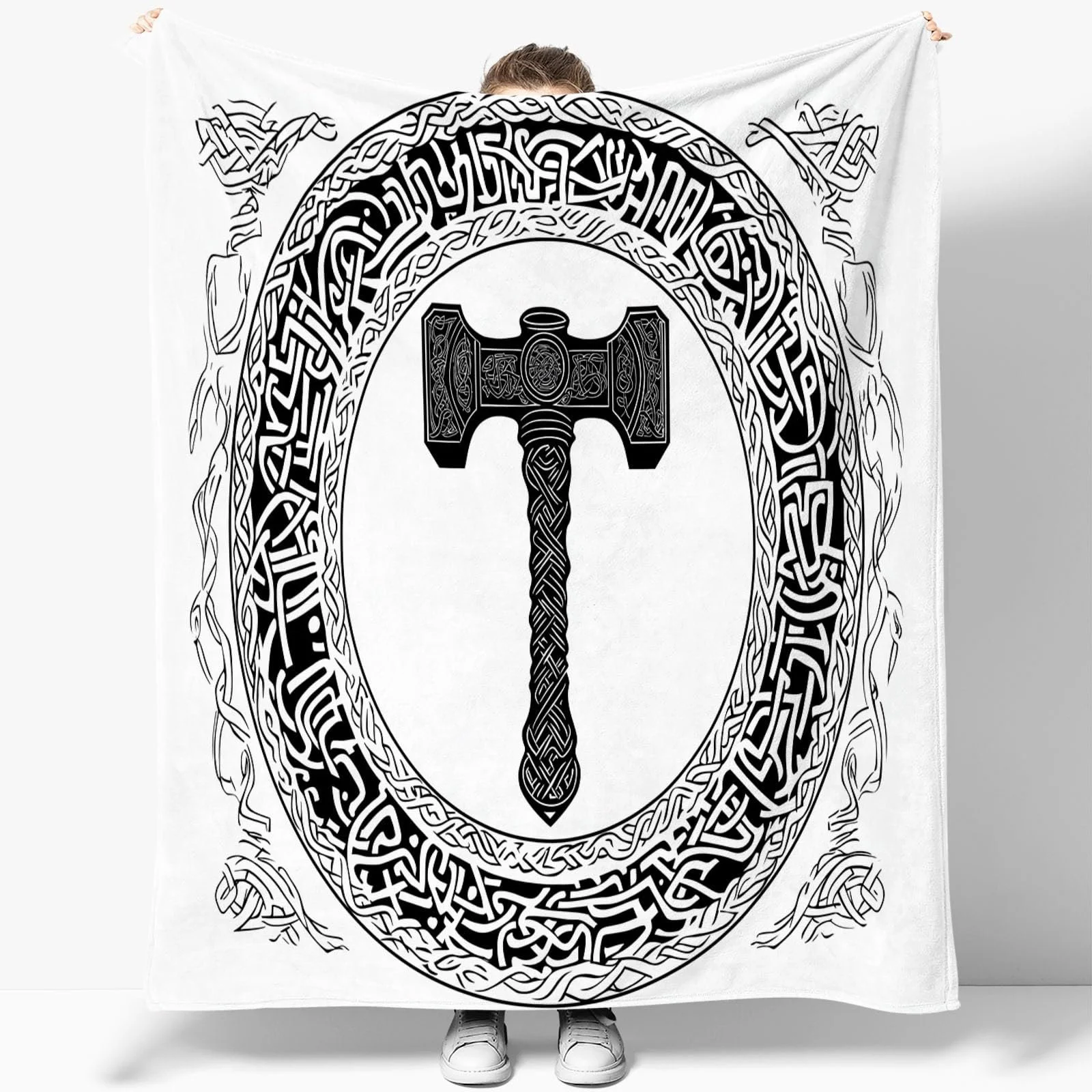 Мягкий Плед, Геометрическая текстура Топор, Высококачественный фланелевый материал, Серый, 180 x 220 см, фото №1