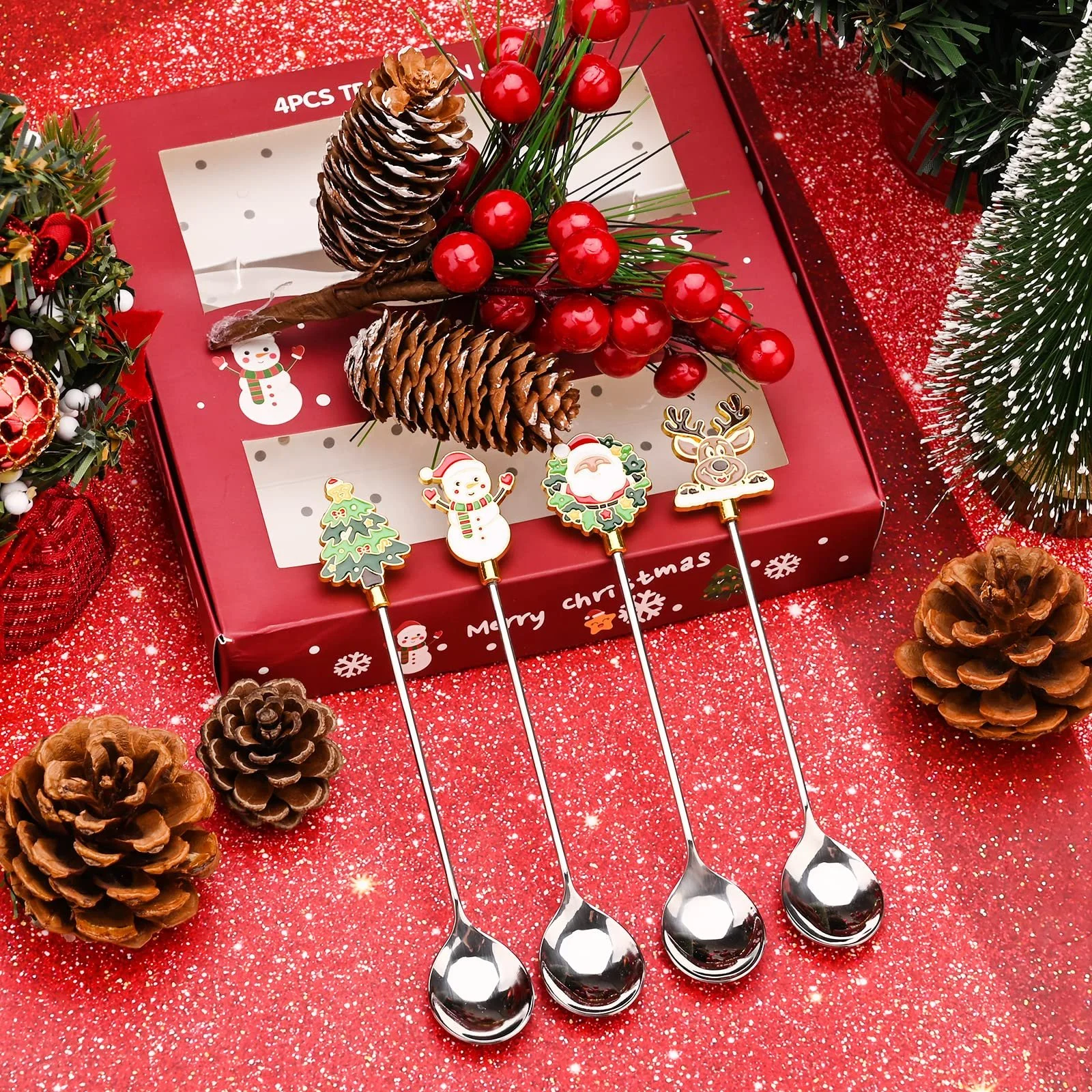 Ложки для кави Різдвяні, набір з 4, фото №3