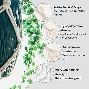 Набір макраме-підвісів для рослин 4 шт. Бавовна Бохо стиль Білий з гачками synthetic.ua - Фото 1