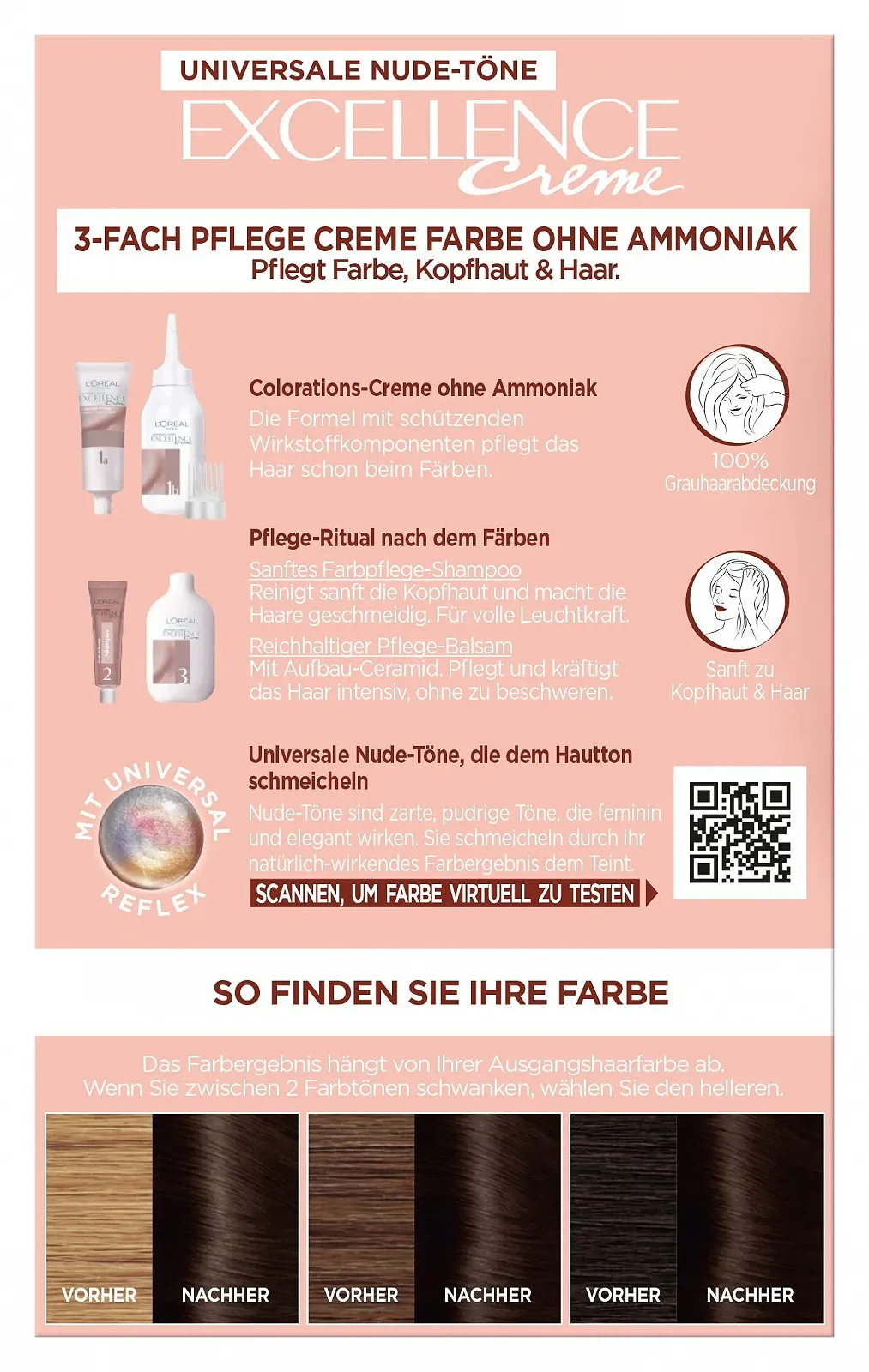 Стійка крем-фарба для волосся L'Oréal Paris Excellence Cream Universal Nudes 3U Темно-коричневий (Коричневий), фото №4 Стійка крем-фарба для волосся L'Oréal Paris Excellence Cream Universal Nudes 3U Темно-коричневий (Коричневий), фото №4