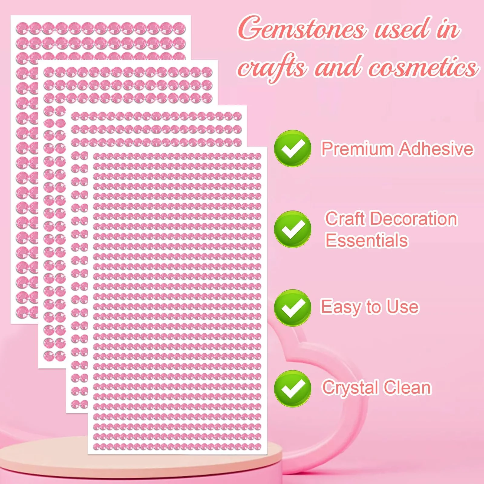 Стразы Самоклеящиеся dcas 3/4/5/6 мм Разного Размера Блестящие Камни 2168 шт., фото №5