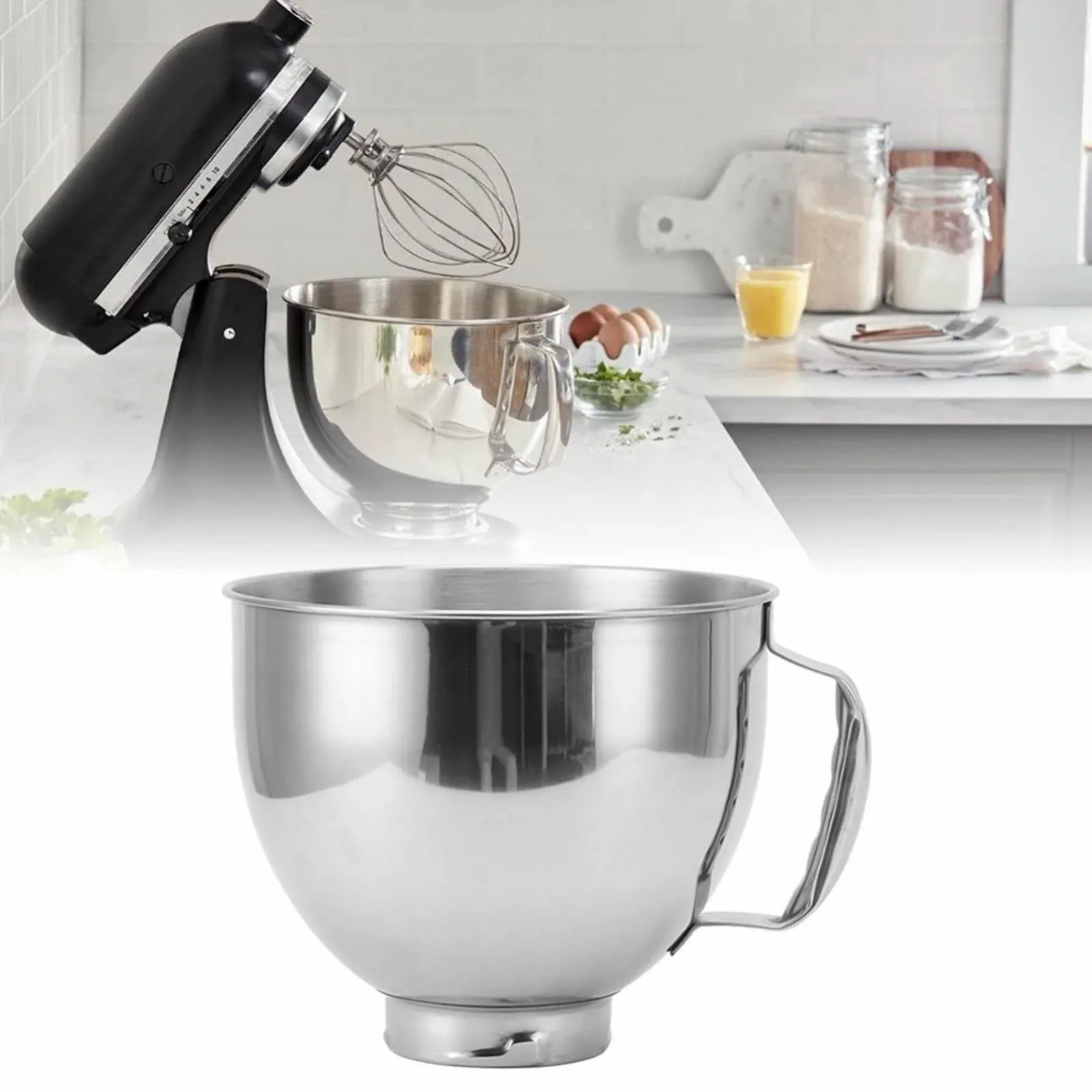 Чаша для смешивания KitchenAid Cassic 4.5Q & Artisan 5QT нержавеющая сталь с ручкой Серебристый, фото №6 Чаша для смешивания KitchenAid Cassic 4.5Q & Artisan 5QT нержавеющая сталь с ручкой Серебристый, фото №6