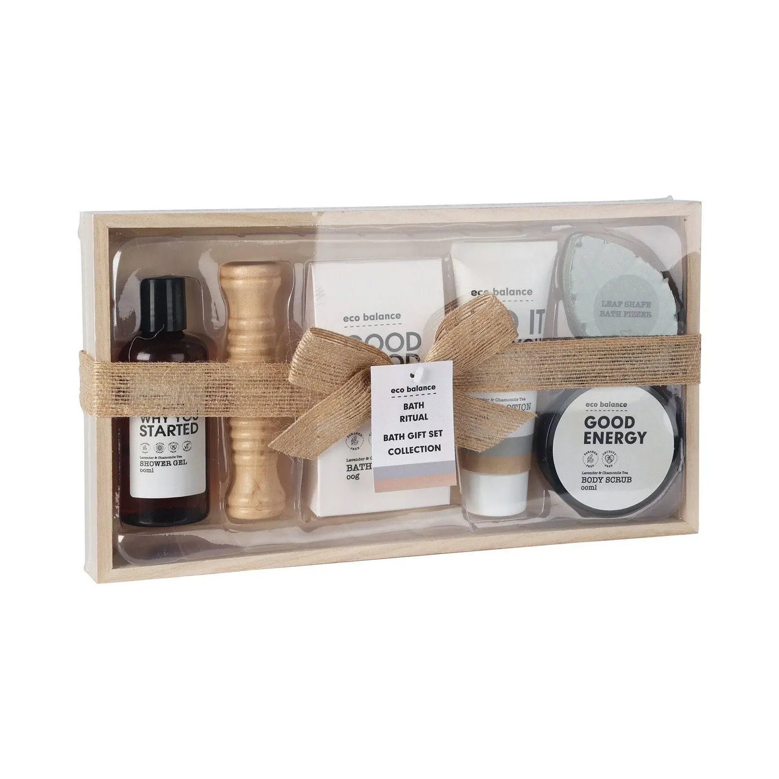 Подарунковий набір для спа вдома Well Home Spa в дерев'яній коробці Лаванда та ромашковий чай, фото №1