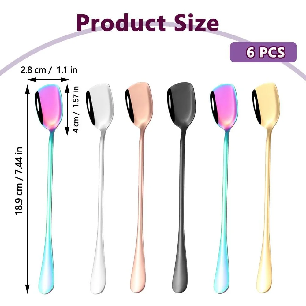 Ложка Latte Macchiato Кольорова з нержавіючої сталі, набір 6 штук, фото №2 Ложка Latte Macchiato Кольорова з нержавіючої сталі, набір 6 штук, фото №2