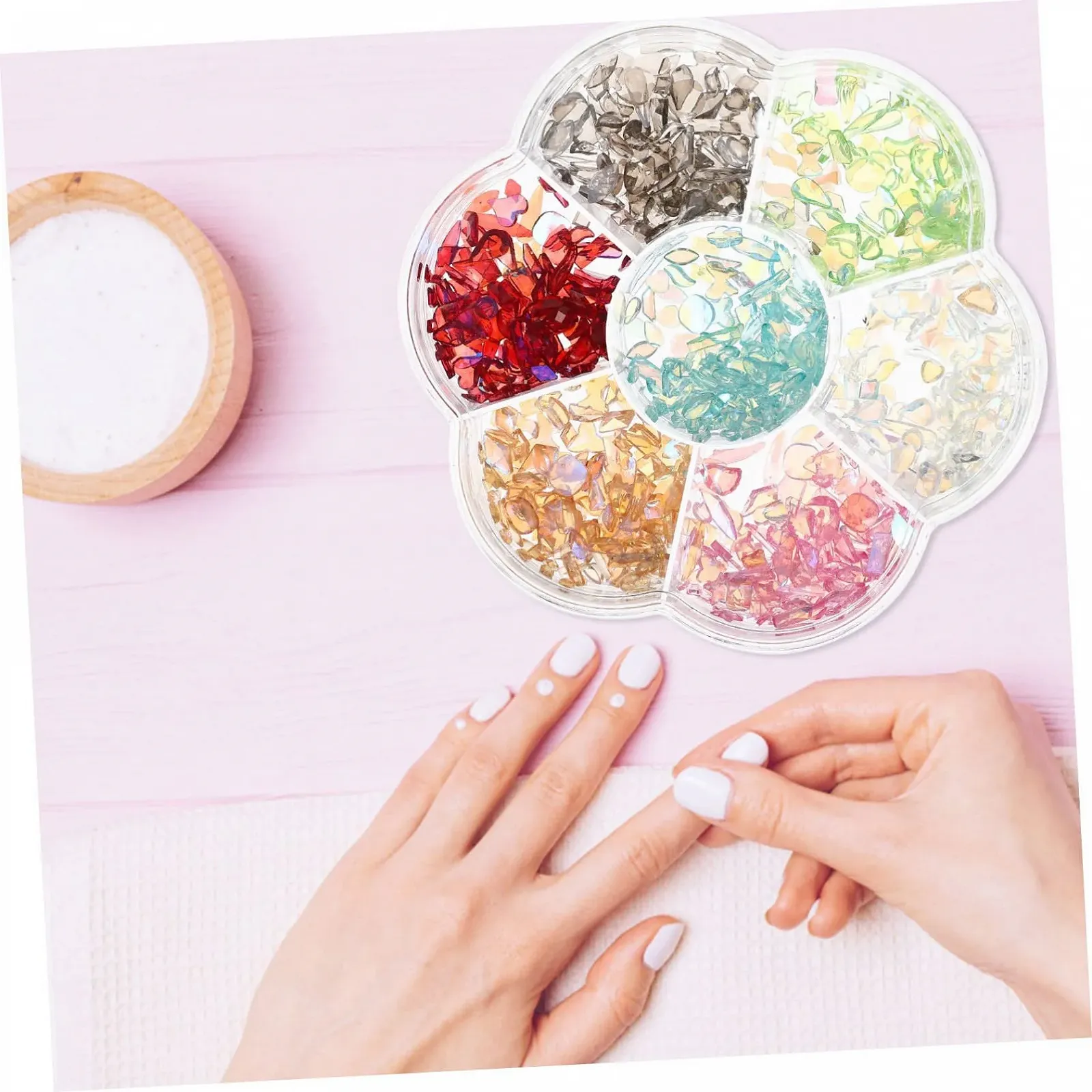 Стрази Healvian Kristall, кольорові, з плоскою задньою стороною, підходять для штучних та гелевих нігтів, а також для домашнього декору, фото №2