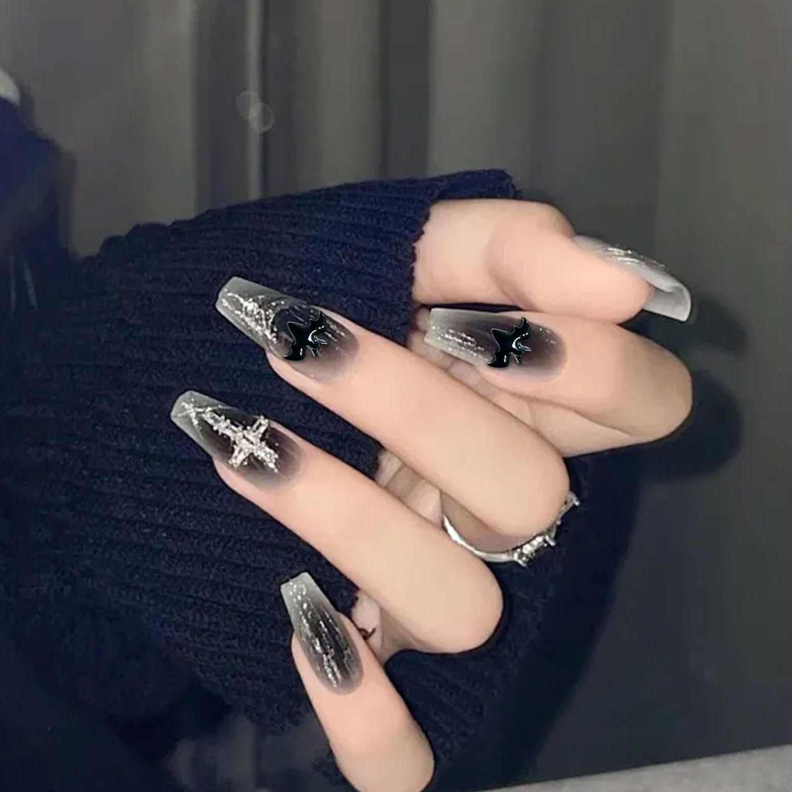 Прикраса для нігтів Кажан Чорний, набір 120 шт., фото №7