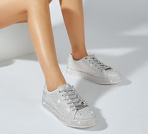 Кросівки на платформі з блискітками та стразами LUCKY STEP для жінок synthetic.ua - Фото 1