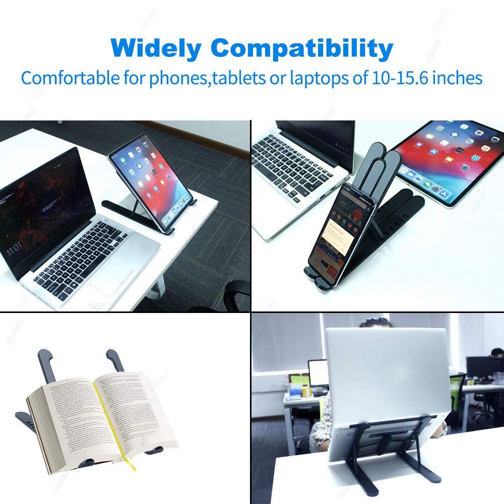 Підставка для ноутбука, портативна складна вентильована настільна  з регулюванням кута нахилу, універсальна, фото №6