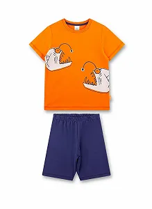 Комплект пижамный Sanetta для мальчиков Шорты Оранжевый - Фото 1