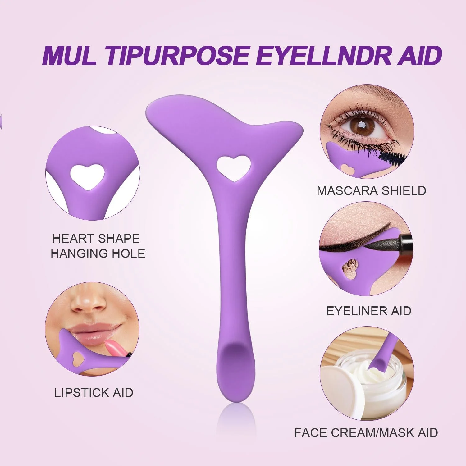 Шаблони підводки для очей силіконові з аплікатором для макіяжу (фіолетові), фото №6