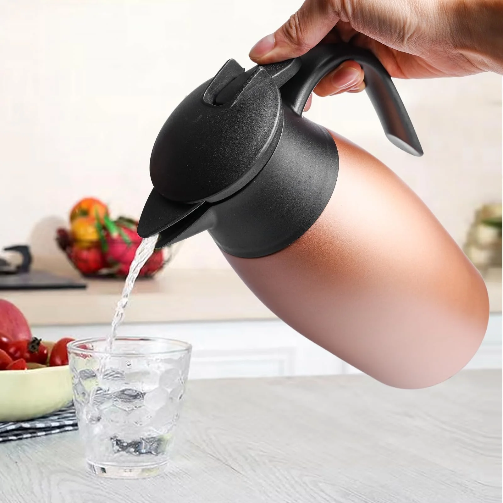 Термос-кавник з нержавіючої сталі 2 л, рожевий, фото №6