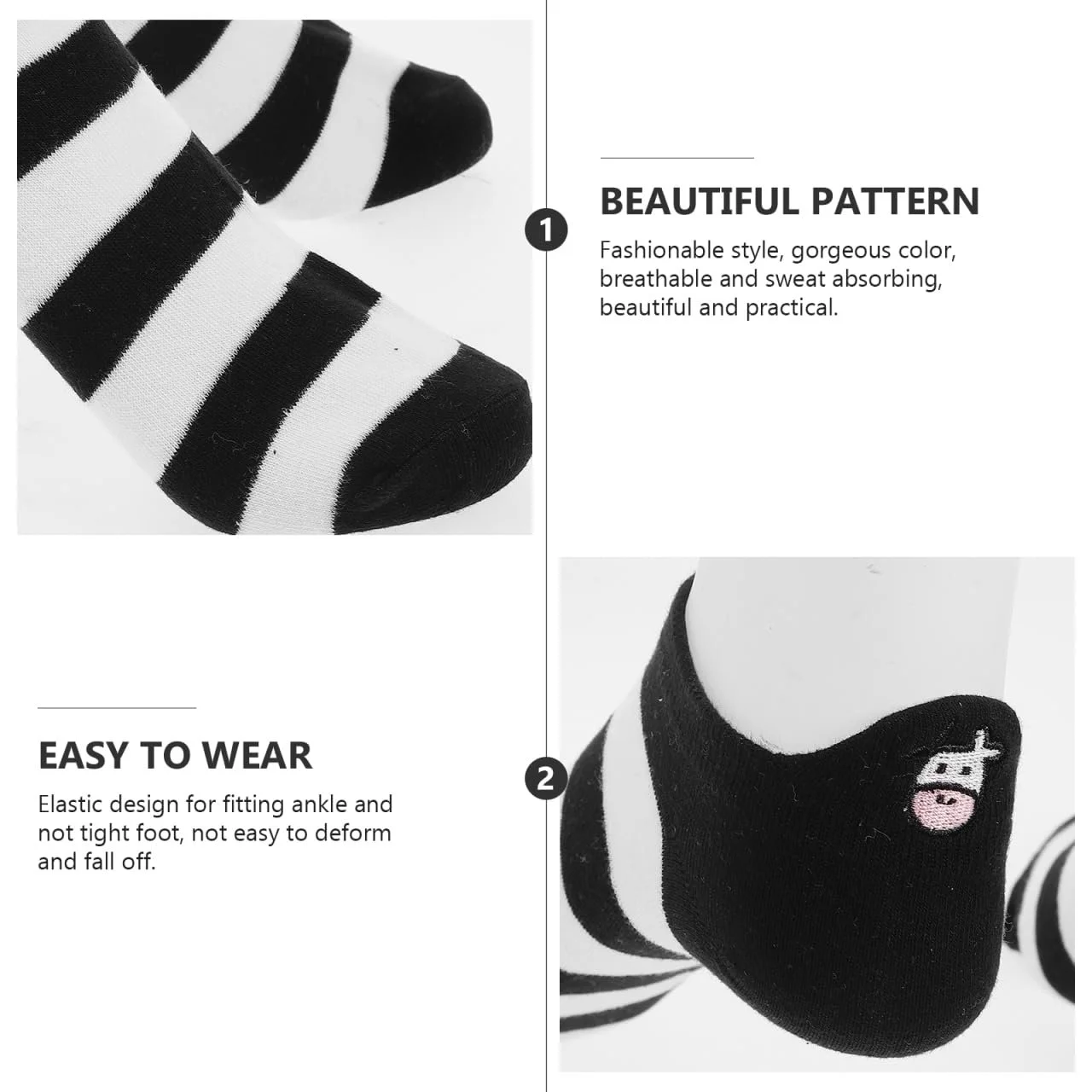 Шкарпетки Amosfun з коров'ячим принтом, низькі, 5 пар, фото №3