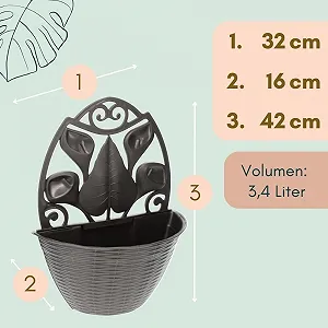 Настінний квітковий горщик GarPet Rattan Look Антрацит Пластиковий під ротанг для вулиці synthetic.ua - Фото 1