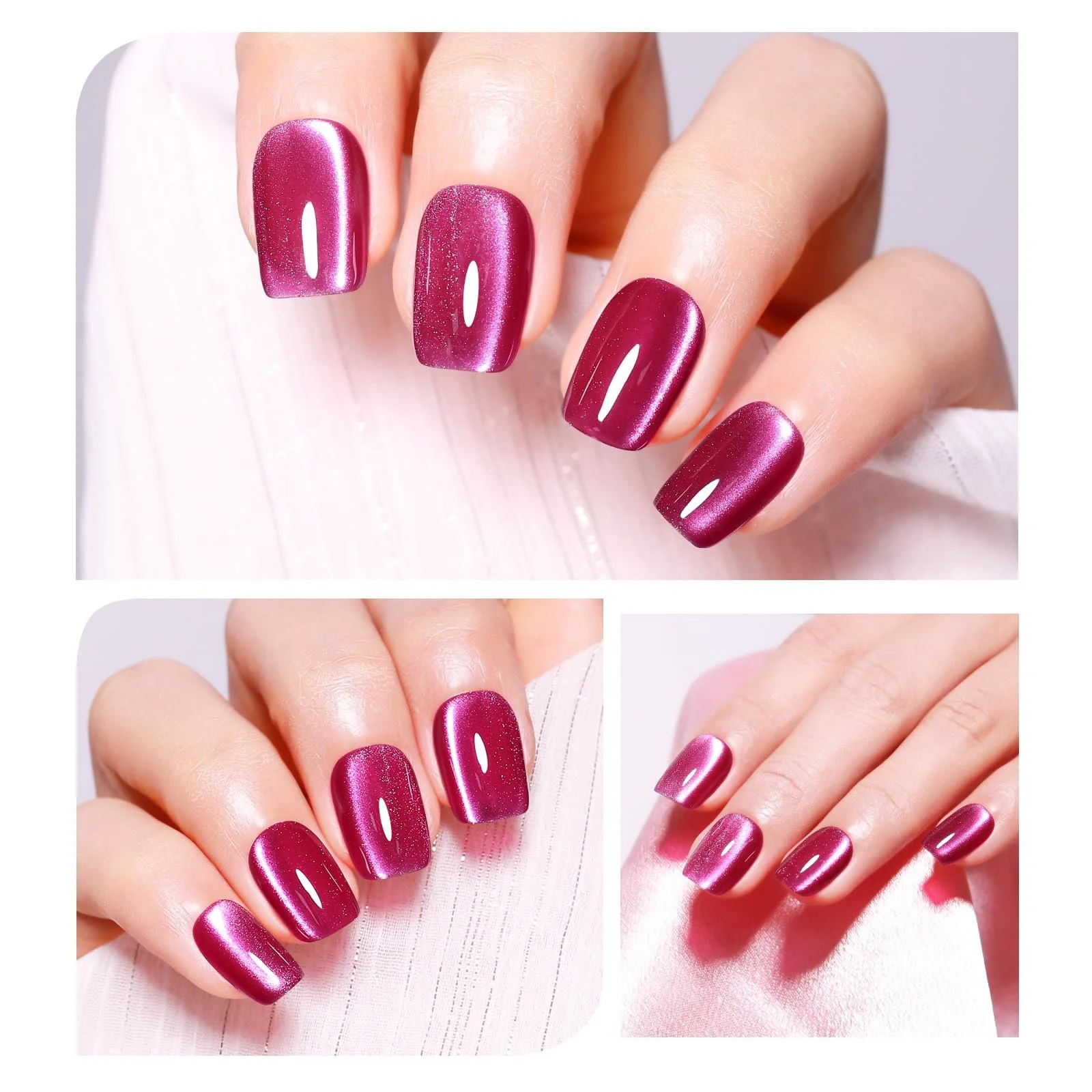 Гель-лак Imtiti Кошачий глаз 15 мл Красный Розовый Голографический Блестки, фото №5