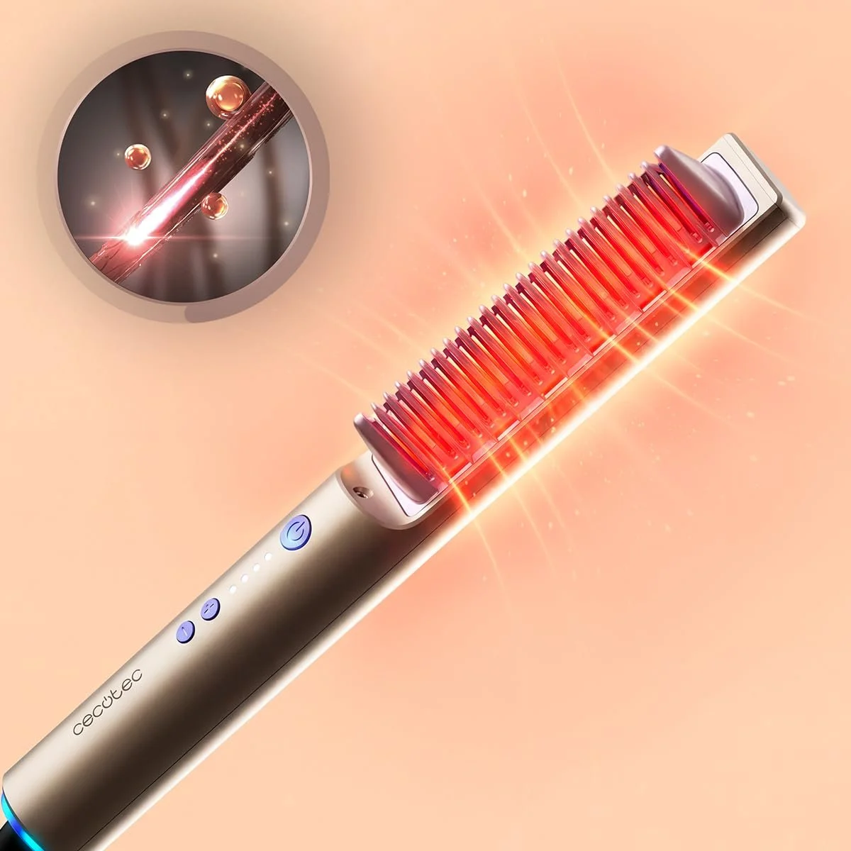 Щетка-выпрямитель Cecotec InstantCare Lisse iSphere инфракрасная и ионная технологии 140/170/200 °C, фото №2 Щетка-выпрямитель Cecotec InstantCare Lisse iSphere инфракрасная и ионная технологии 140/170/200 °C, фото №2